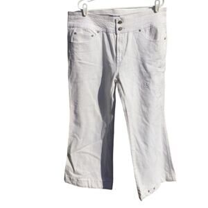 C'est Toi Wide Waistband Twill pants Womens 2XL white embroidered NEW wide leg